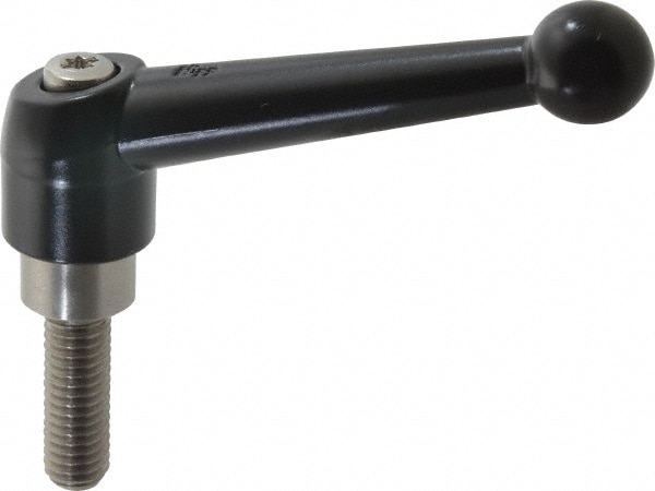 KIPP K0117.3A41X30 Threaded Stud Adjustable Clamping Handle: 3/8-16 Thread, 0.83" Hub Dia, Die Cast Zinc, Black Image