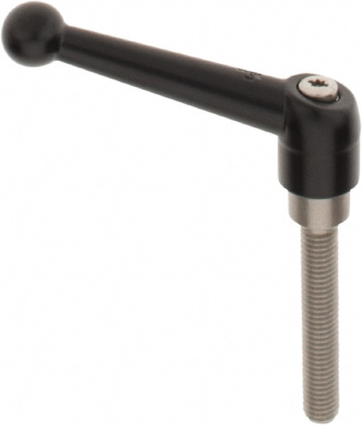 KIPP K0117.3101X60 Threaded Stud Adjustable Clamping Handle: M10 x 1.50 Thread, 21 mm Hub Dia, Die Cast Zinc, Black Image