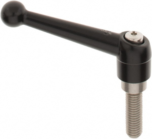 KIPP K0117.4A51X40 Threaded Stud Adjustable Clamping Handle: 1/2-13 Thread, 0.98" Hub Dia, Die Cast Zinc, Black Image