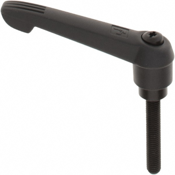 Threaded Stud Adjustable Clamping Handle: M10 x 1.50 Thread, 25.5 mm Hub Dia, Fiberglass Reinforced Plastic