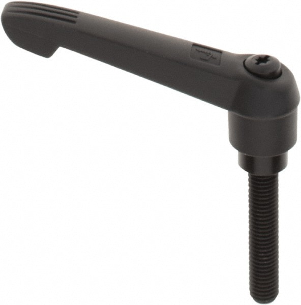 Threaded Stud Adjustable Clamping Handle: M12 x 1.75 Thread, 25.5 mm Hub Dia, Fiberglass Reinforced Plastic