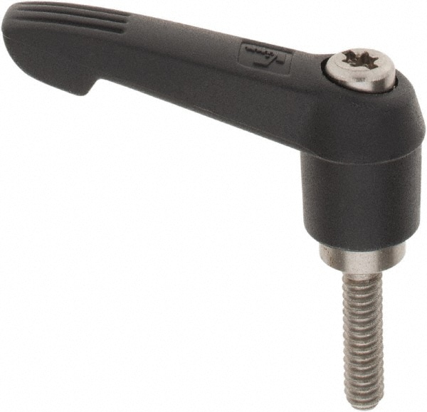 Threaded Stud Adjustable Clamping Handle: #10-24 Thread, 0.51" Hub Dia, Fiberglass with Stainless Steel Components