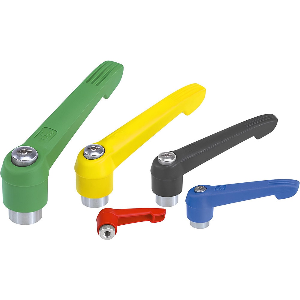 Tapped Adjustable Clamping Handle: #10-24 Thread, 0.51" Hub Dia, Fiberglass with Stainless Steel Components