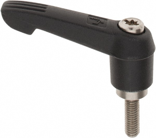 Threaded Stud Adjustable Clamping Handle: M5 x 0.80 Thread, 13 mm Hub Dia, Fiberglass Reinforced Plastic