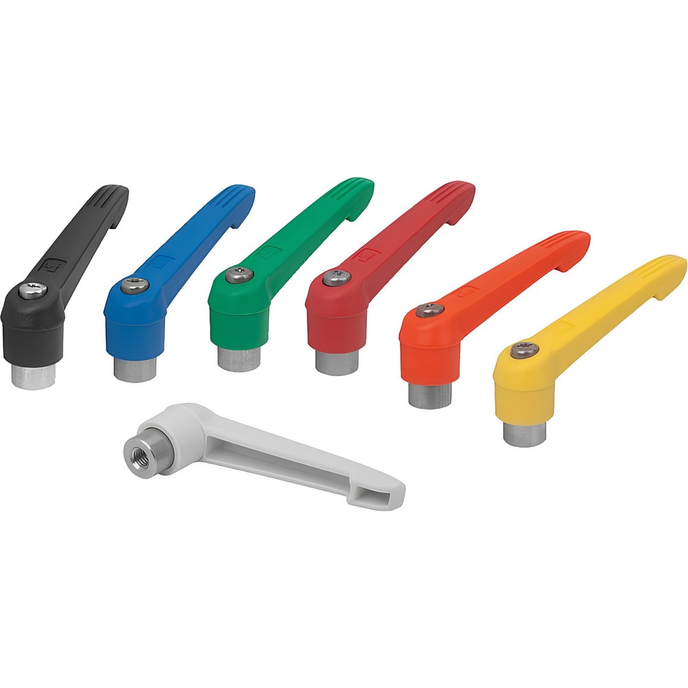 Tapped Adjustable Clamping Handle: M5 x 0.80 Thread, 13 mm Hub Dia, Fiberglass with Stainless Steel Components