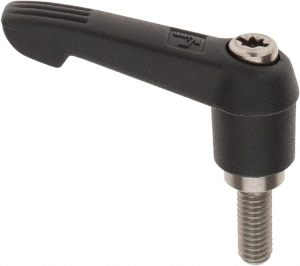 Threaded Stud Adjustable Clamping Handle: M6 x 1.00 Thread, 13 mm Hub Dia, Fiberglass Reinforced Plastic