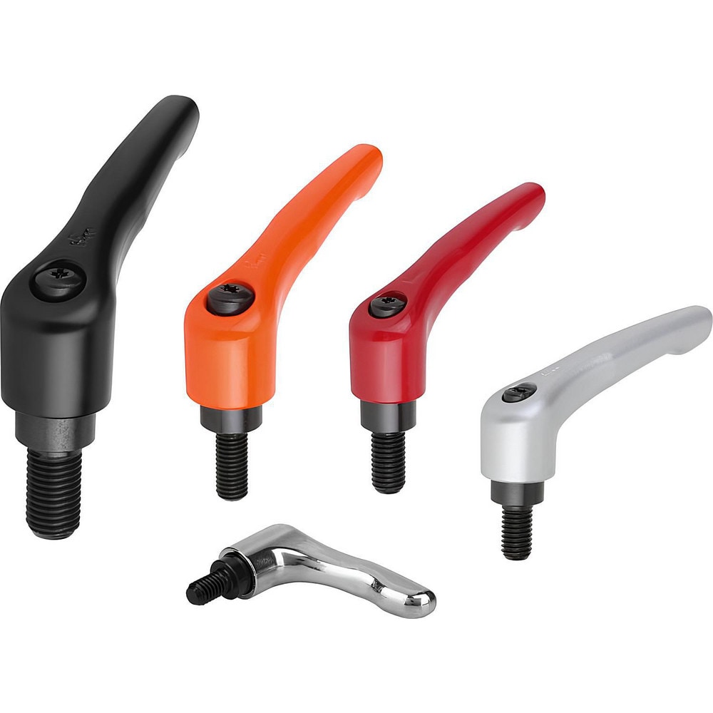 Adjustable Clamping Handle: M4 Thread, 0.51" Hub Dia, Zinc, Black