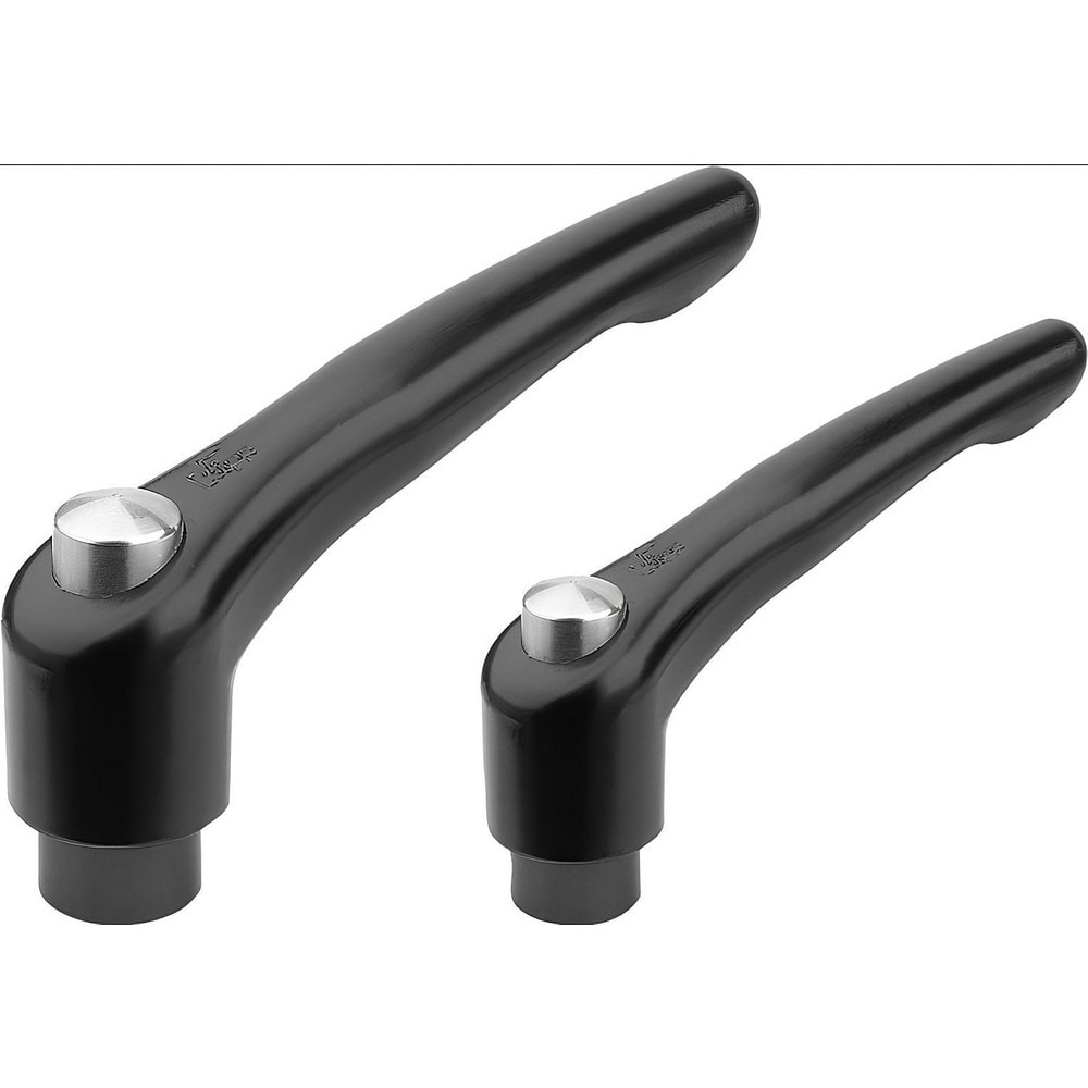 Adjustable Clamping Handle: #10-24 Thread, 0.51" Hub Dia, Zinc, Black