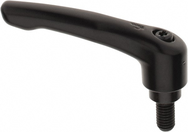 Threaded Stud Adjustable Clamping Handle: M8 x 1.25 Thread, 18.5 mm Hub Dia, Die Cast Zinc, Black