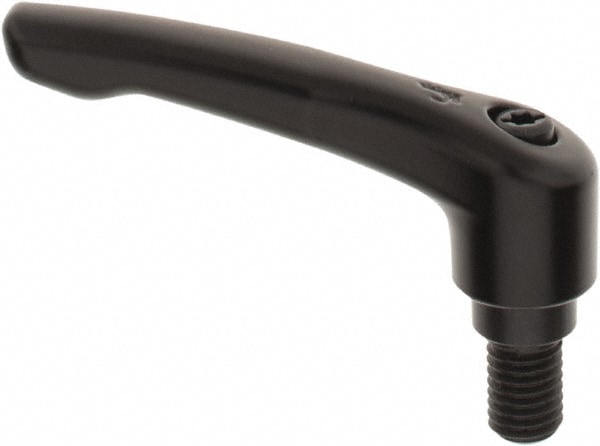 Metric Threaded Stud Adjustable Clamping Handle: M10 x 1.50 Thread, 18.5 mm Hub Dia, Zinc Die Cast with Steel Components
