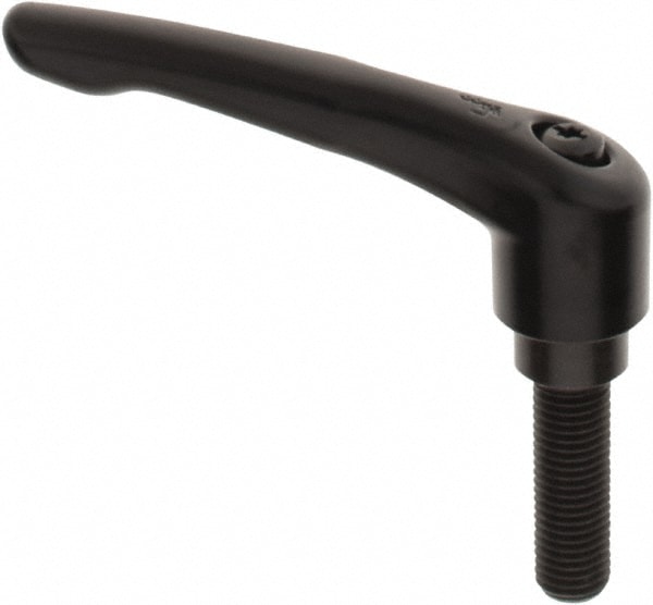 Threaded Stud Adjustable Clamping Handle: M16 x 2.00 Thread, 31 mm Hub Dia, Die Cast Zinc, Black