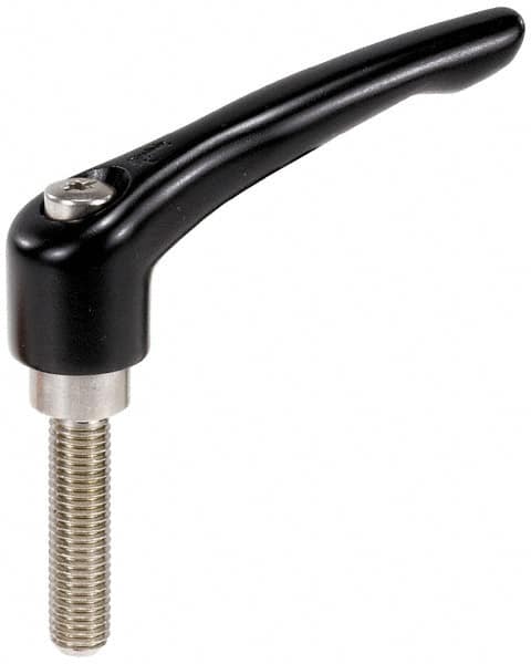 KIPP K0123.4A51X40 Threaded Stud Adjustable Clamping Handle: 1/2-13 Thread, 1.06" Hub Dia, Zinc Die Cast with Stainless Steel Components 