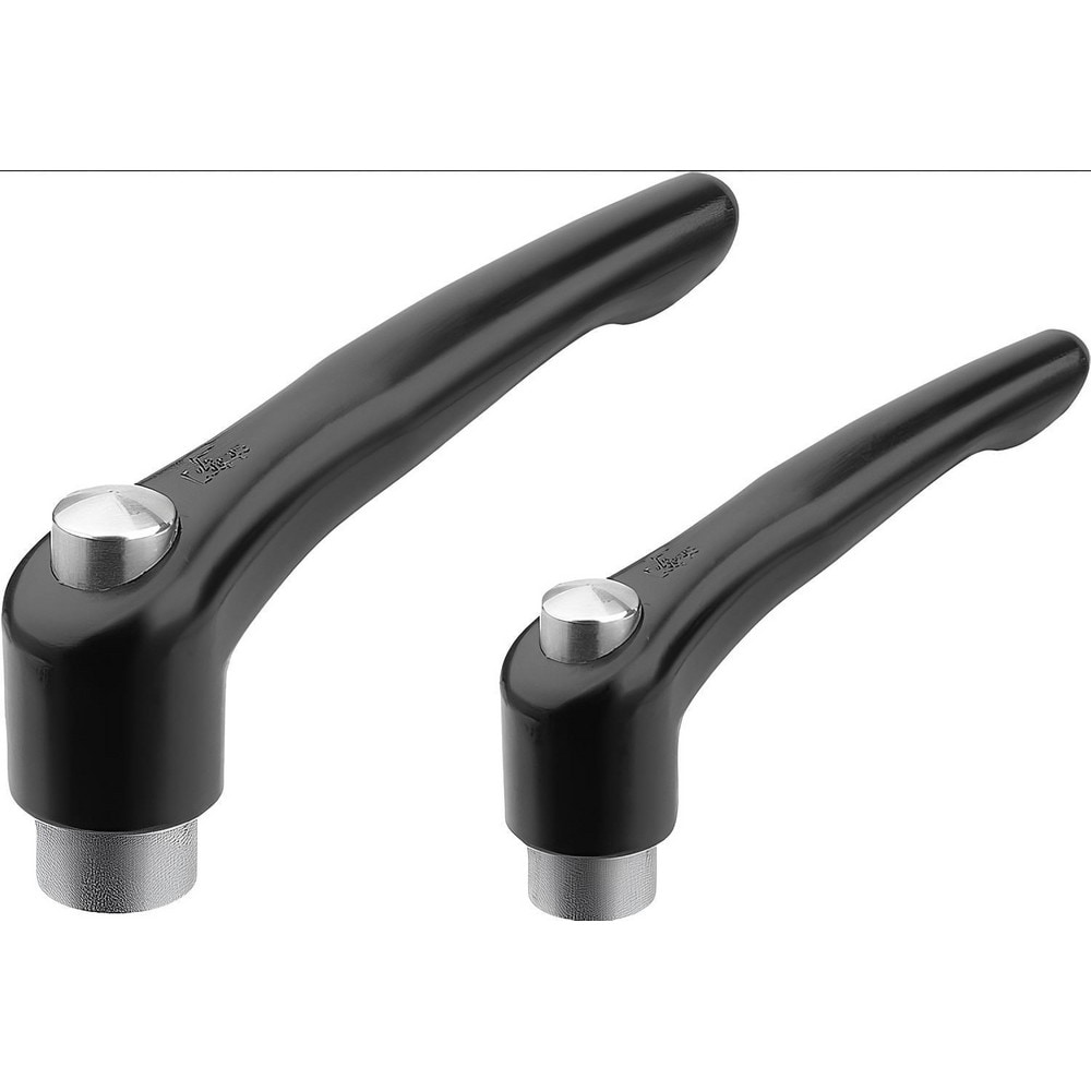Adjustable Clamping Handle: #10-24 Thread, 0.51" Hub Dia, Stainless Steel, Black