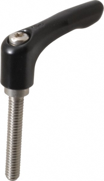 KIPP K0123.1A21X40 Threaded Stud Adjustable Clamping Handle: 1/4-20 Thread, 0.55" Hub Dia, Die Cast Zinc, Black Image