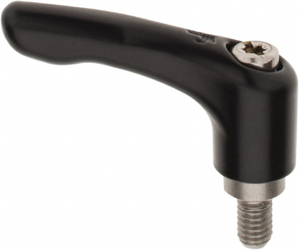 Threaded Stud Adjustable Clamping Handle: M6 x 1.00 Thread, 13 mm Hub Dia, Die Cast Zinc, Black