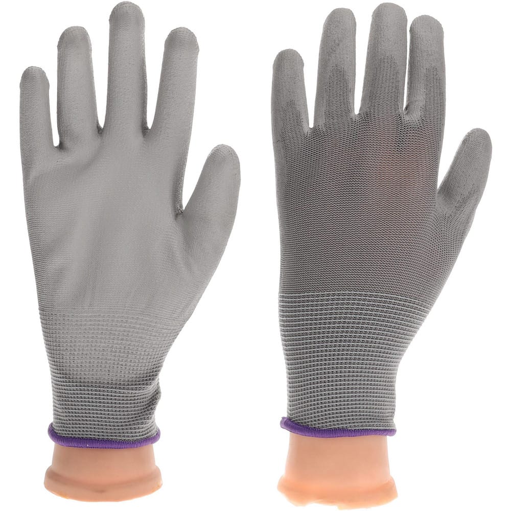 GlovBE 12 Pairs Polyester Work Gloves, Polyurethane (PU) Coated, Grey/Black