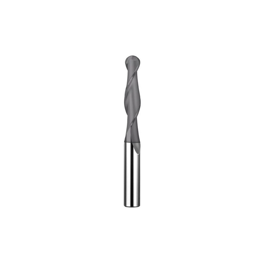 Ball End Mill: 0.375" Dia, 1.125" LOC, 2 Flute, Solid Carbide