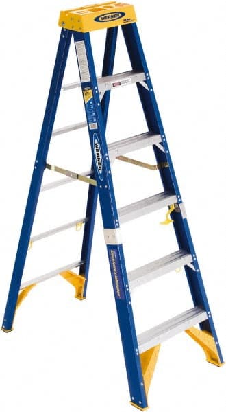 Werner Obel06 6-Step Ladder: Fiberglass, Type IAA, 6 OAH 