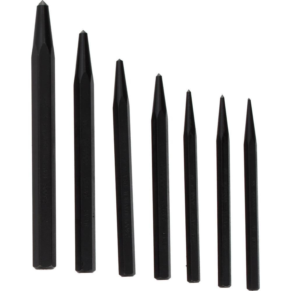 Center Punch Set: 7 Pc, 0.0625 to 0.25"