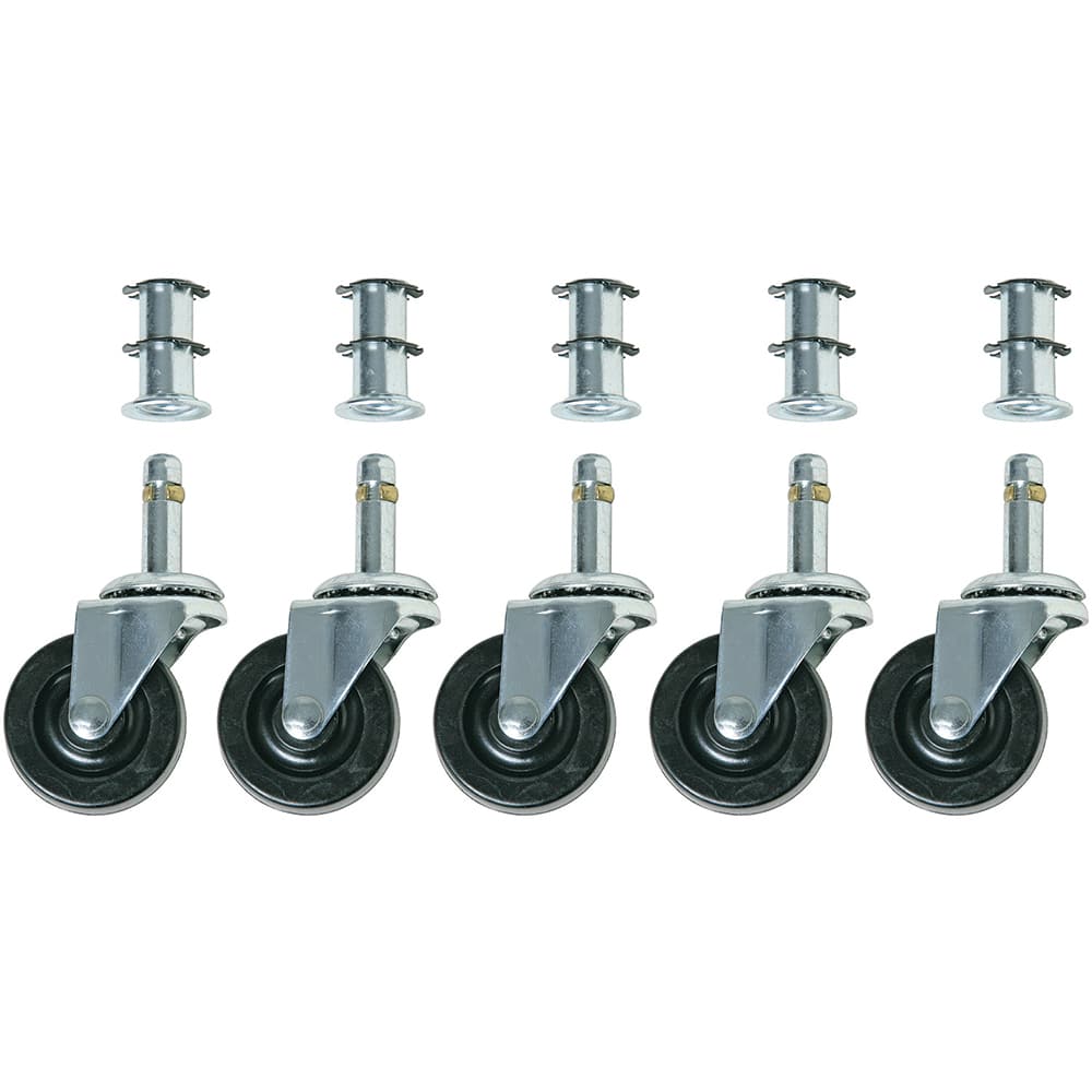 Bevco CAR5-2I Pack of 5 Black Rubber Wheel Casters 