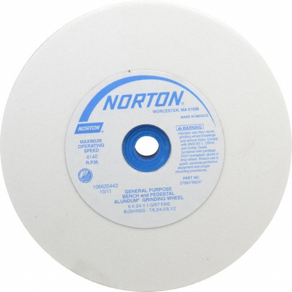 Norton 100 Grit Aluminum Oxide Bench Pedestal Grinding Wheel
