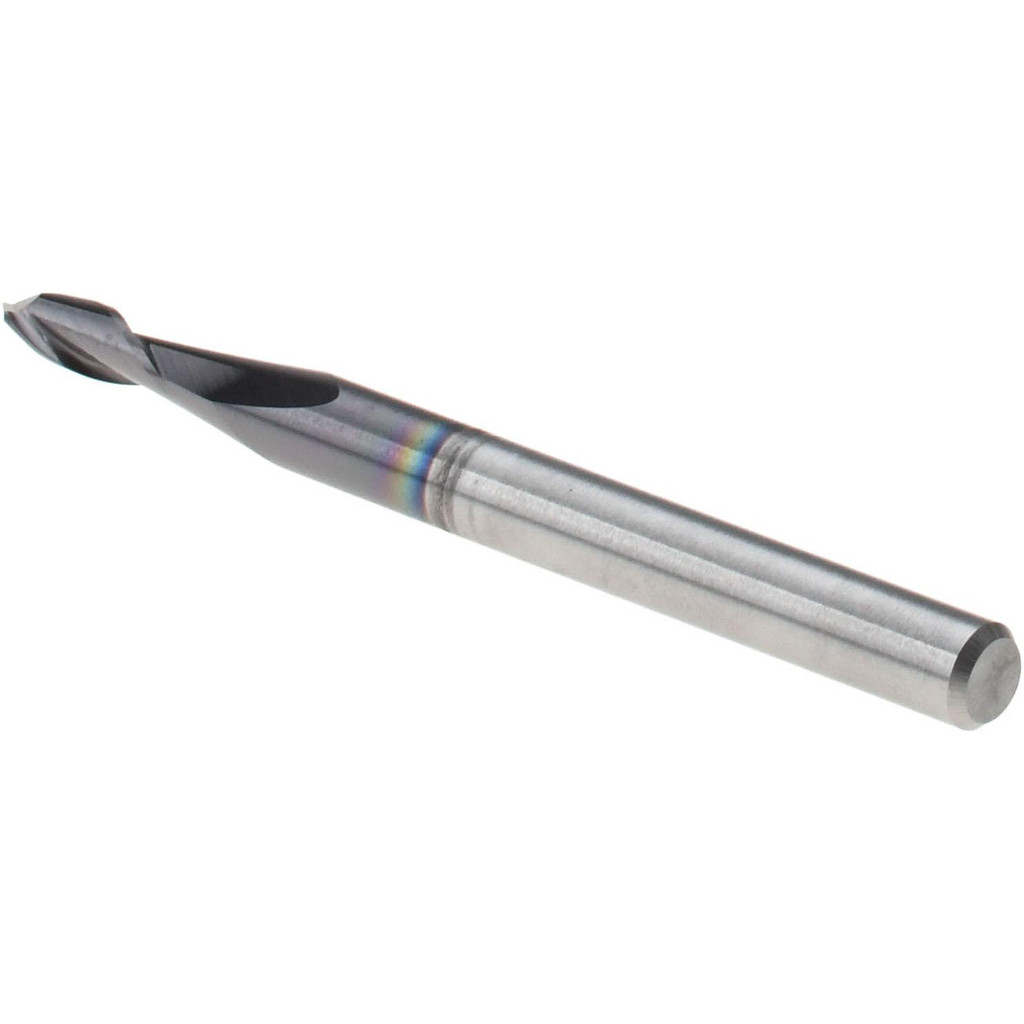 Harvey Tool Spotting Drill: 0.0900" Dia, 90 deg, 1.5000" OAL, Solid Carbide - 0.2700" Flute Length, 0.1250" Shank Dia, AlTiN Finish, Right Hand Cut