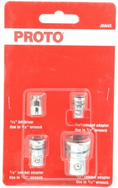 PROTO JHA4S 1/4, 3/8, 1/2" Drive, Ratcheting Wrench Adapter Set Inch Image