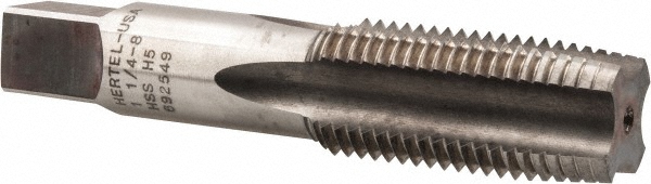 Hertel 87017 1-1/4 - 8 Taper RH H5 Bright High Speed Steel 4-Flute Straight Flute Hand Tap Image