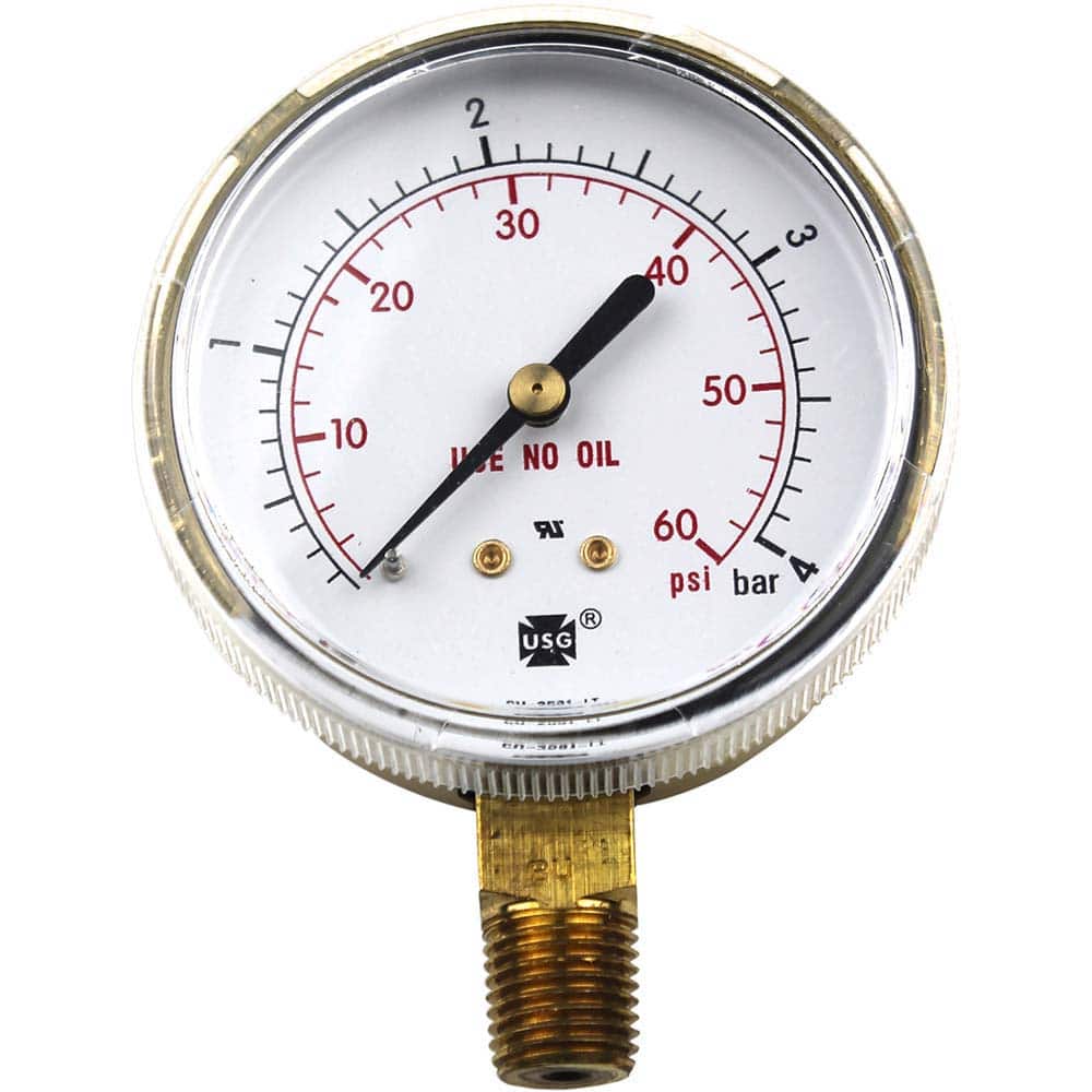 0-60psi Pressure Gauge 1/4 Inch Manometer Entry NPT For Water Air Oil Dial 