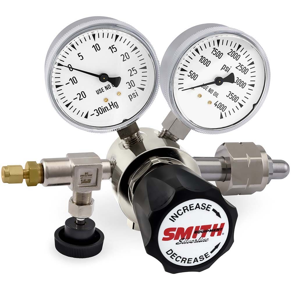 Miller/Smith 210-4106 350 CGA Inlet Connection, 15 Max psi, Hydrogen Welding Regulator 