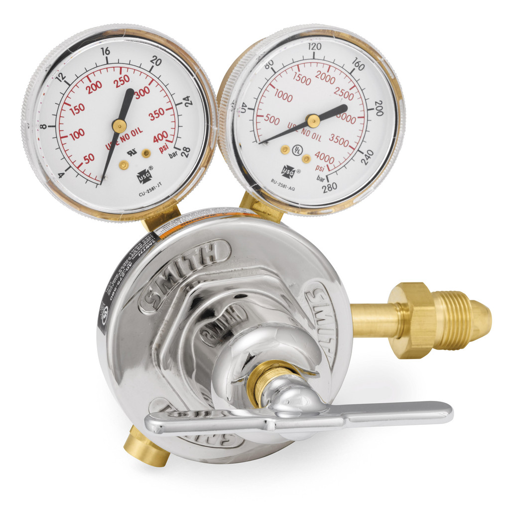 Miller/Smith | Smith/Miller 580 CGA Inlet Connection, Internal Fitting, 275 Max psi, Nitrogen Welding Regulator - 5/8-18 Thread, Right Hand Rotation