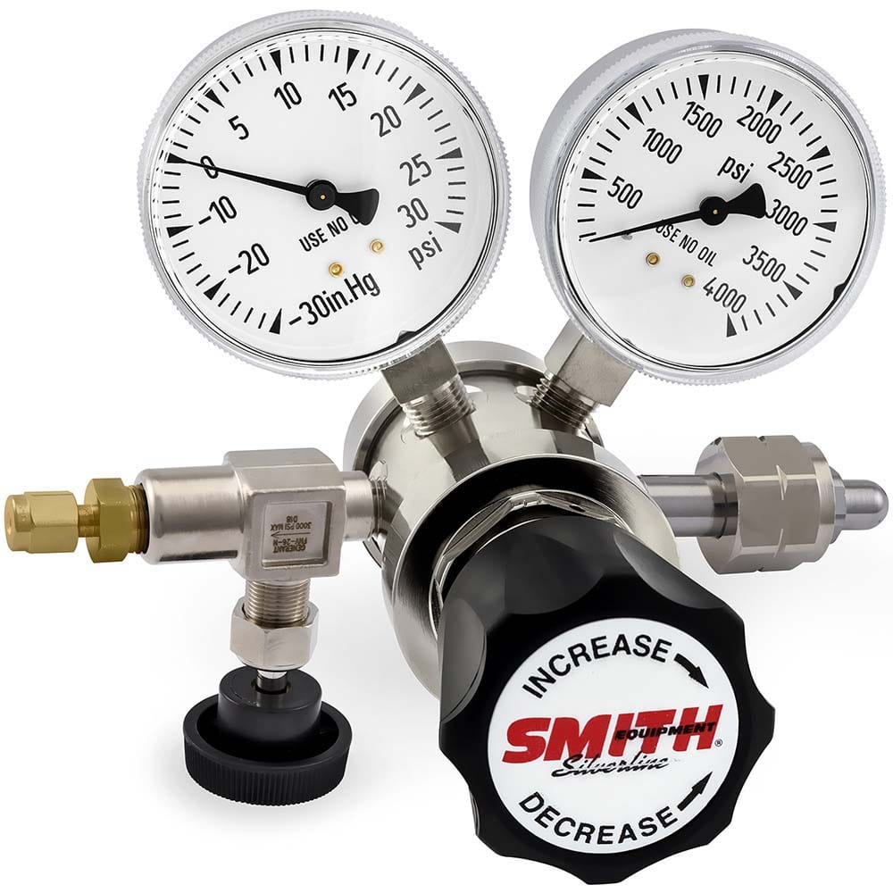 Miller/Smith 220-4106 350 CGA Inlet Connection, 15 Max psi, Hydrogen Welding Regulator 