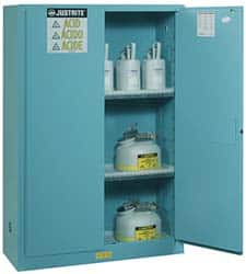 Justrite. 894502 Standard Cabinet: Manual Closing, 2 Shelves, Blue 