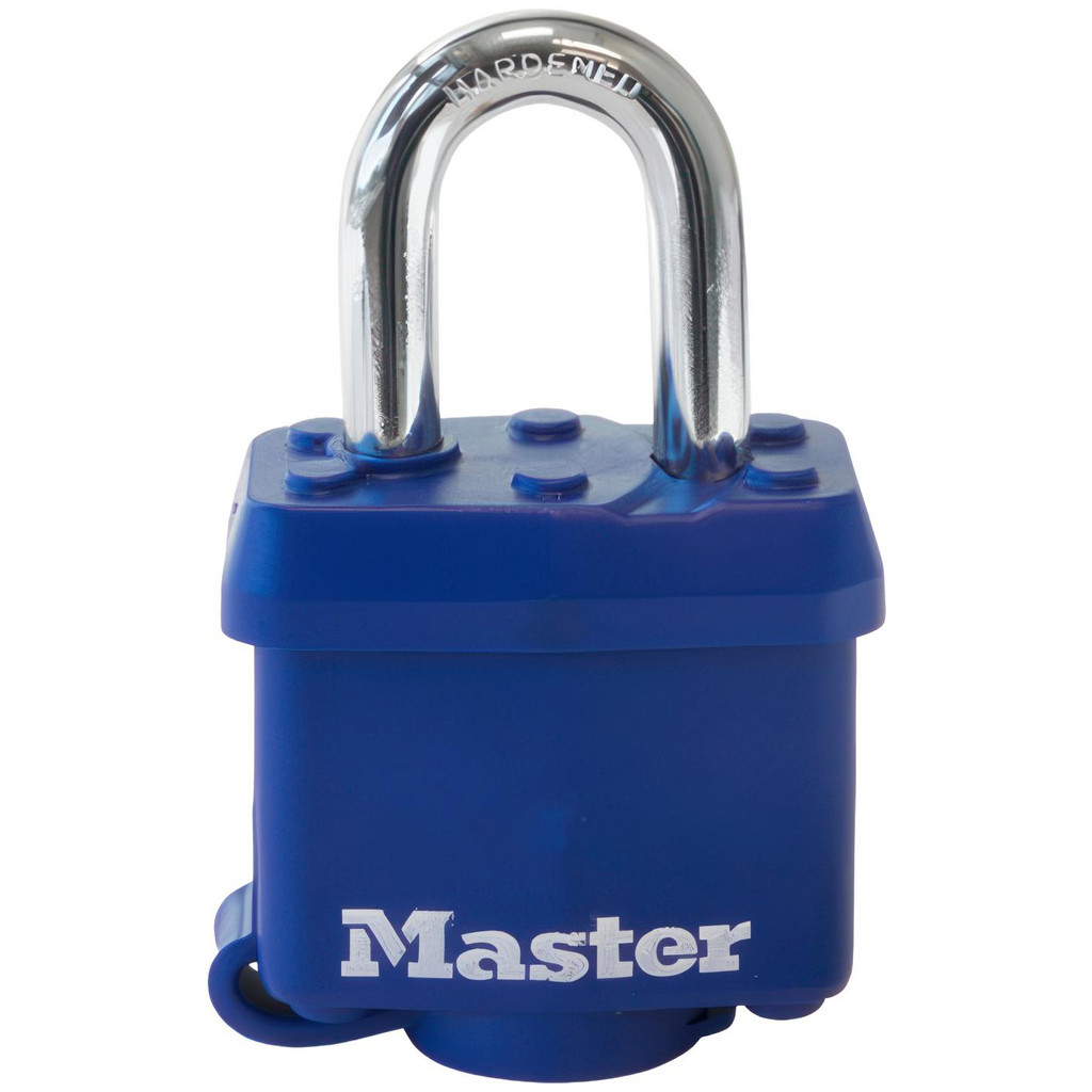 Master Lock® | Master Lock 1"H 1/2" SHACKLE BLUE COVERED STEEL PADLOCK | 4-Pack | Part #312D