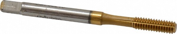 Thread Forming Tap: #8-32, UNC, Bottoming, Powdered Metal High Speed Steel, TiN Finish