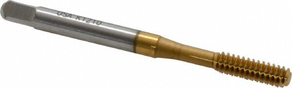 Thread Forming Tap: #10-24, UNC, Bottoming, Powdered Metal High Speed Steel, TiN Finish