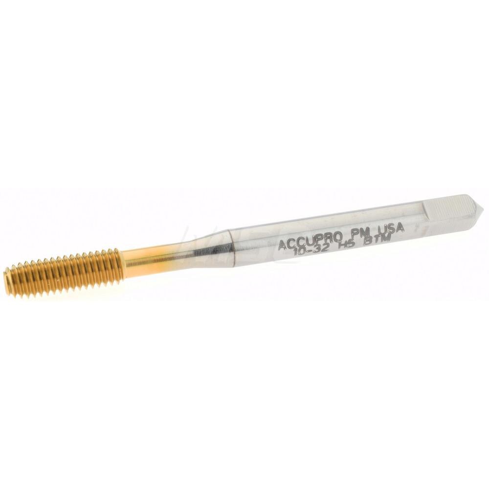 Thread Forming Tap: #10-32, UNF, Bottoming, Powdered Metal High Speed Steel, TiN Finish