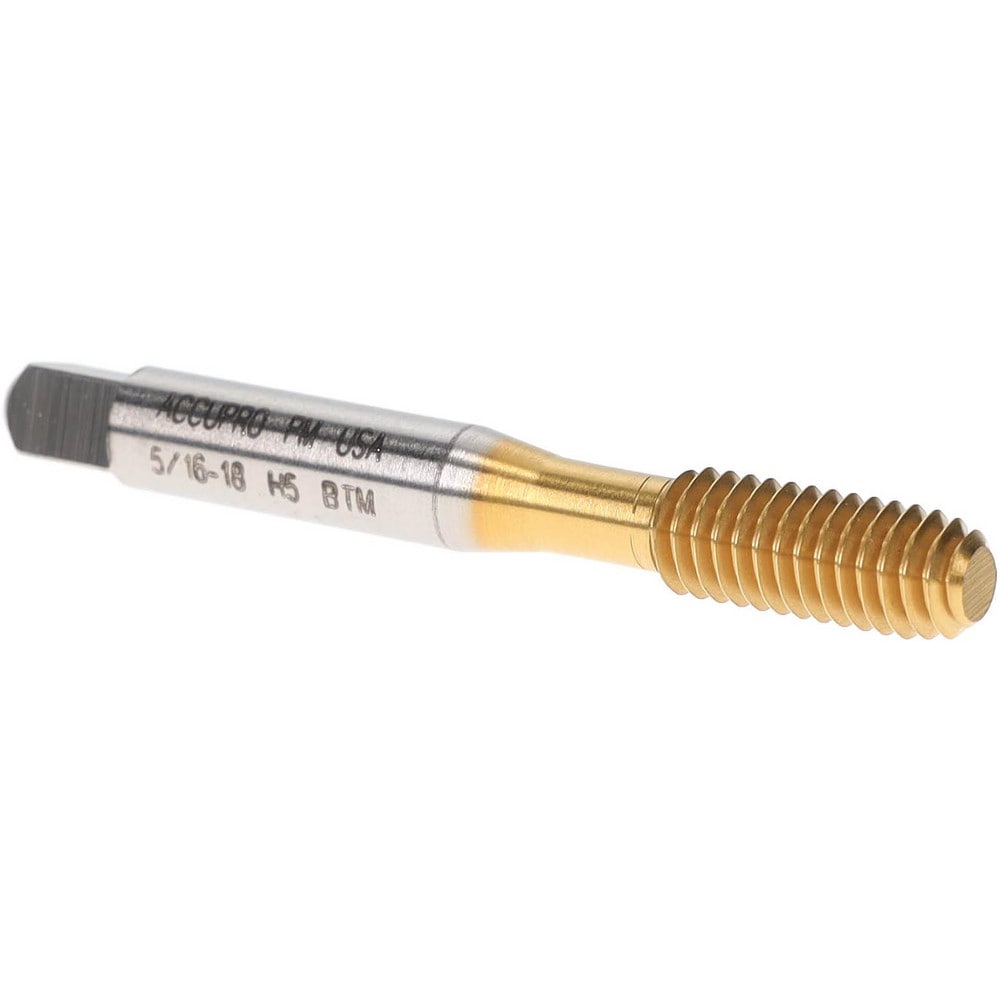 Thread Forming Tap: 5/16-18 UNC, Bottoming, Powdered Metal High Speed Steel, TiN Coated