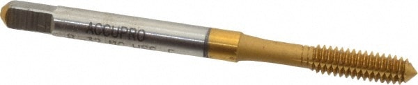 Thread Forming Tap: #8-32, UNC, Plug, Powdered Metal High Speed Steel, TiN Finish