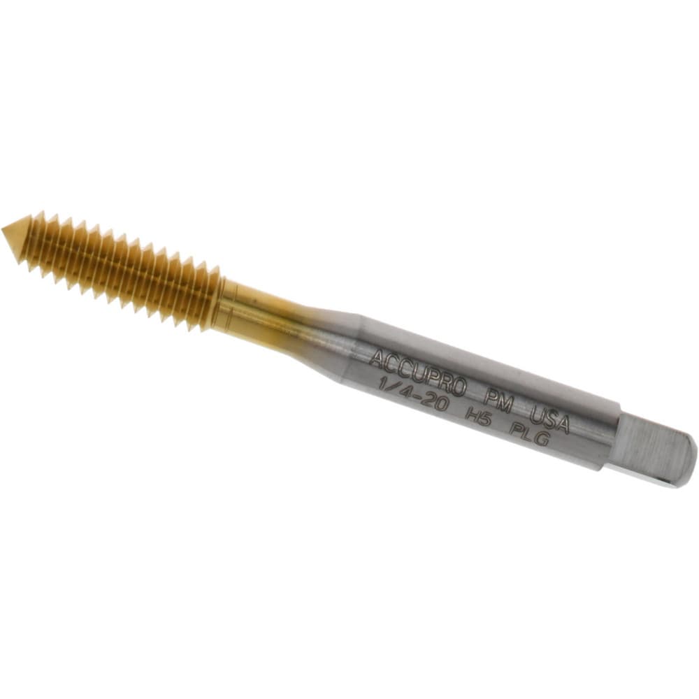 Thread Forming Tap: 1/4-20 UNC, Plug, Powdered Metal High Speed Steel, TiN Coated