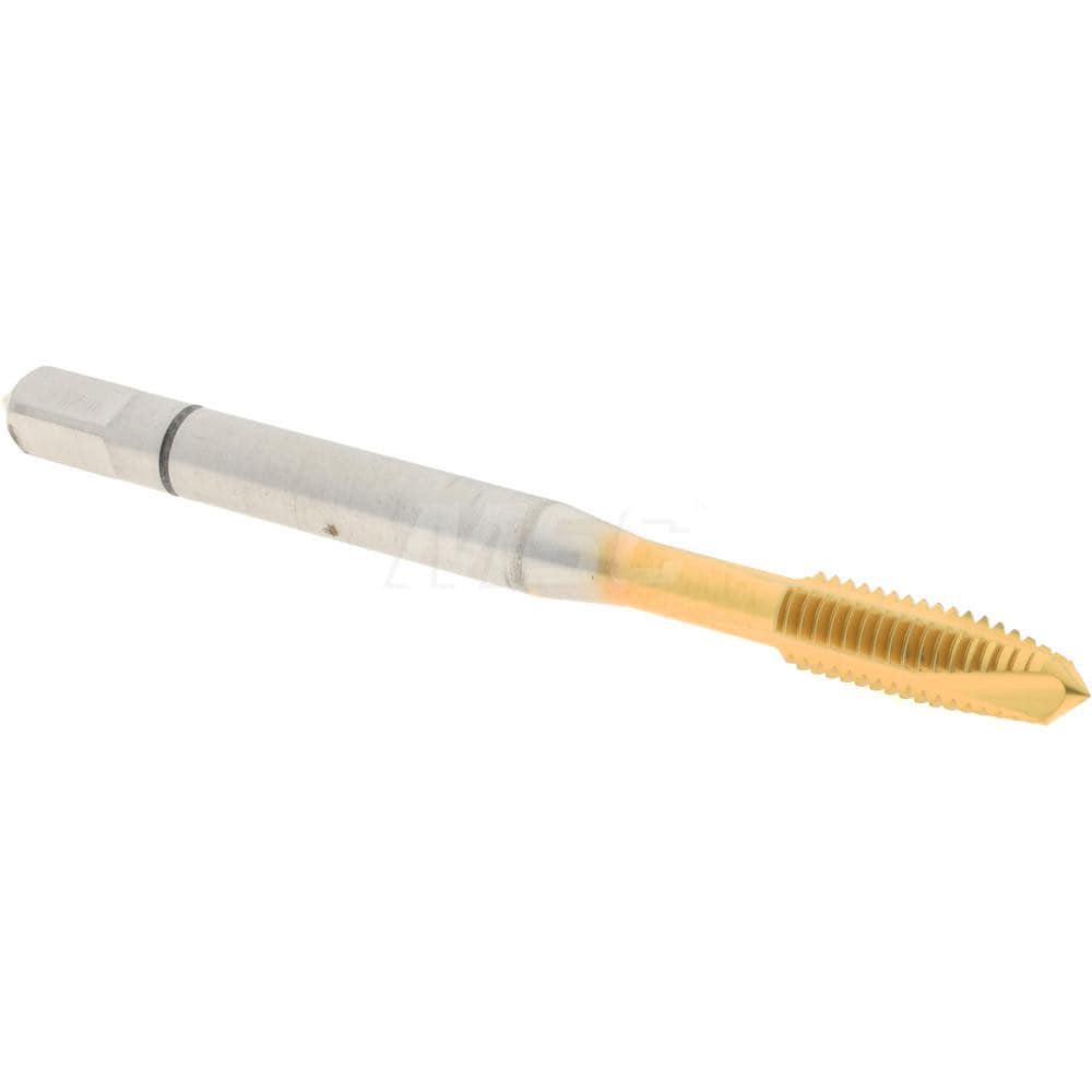 Spiral Point Tap: #10-32, UNF, 3 Flutes, Plug, 2B, Powdered Metal, TiN Finish