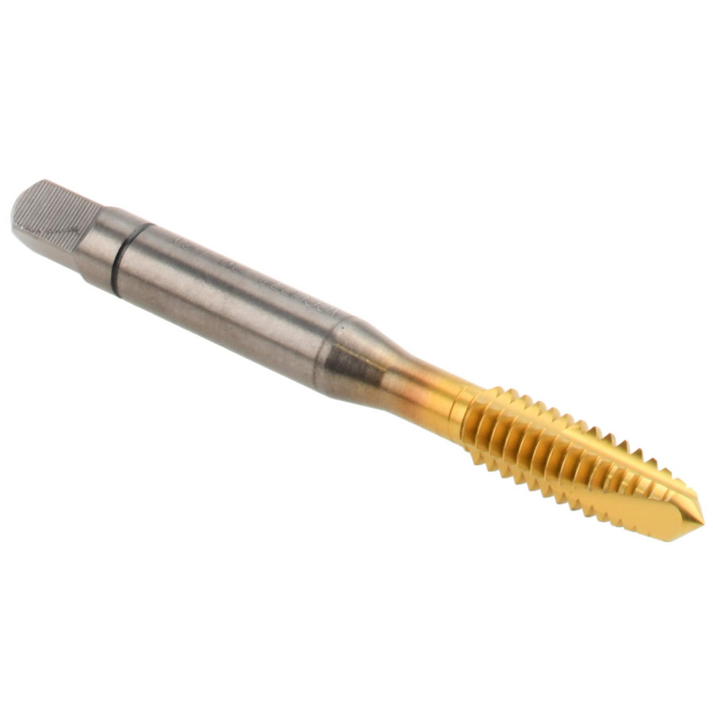 30083-00T Spiral Point Tap: 1/4-20, UNC, 3 Flutes, Plug, 3B, Powdered Metal, TiN Finish  