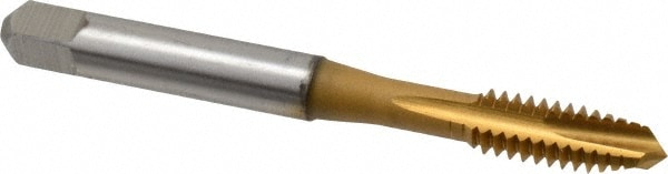 Accupro 30085-00T Spiral Point Tap: 1/4-20, UNC, 3 Flutes, Plug, 2B, Powdered Metal, TiN Finish 