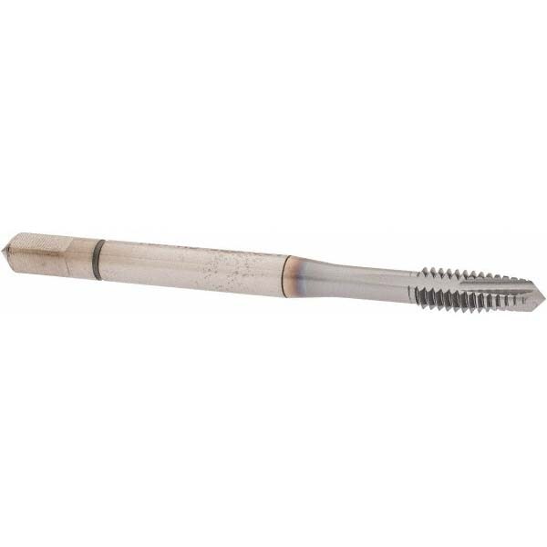 Spiral Point Tap: #8-32, UNC, 3 Flutes, Plug, 2B, Powdered Metal, TiCN Finish
