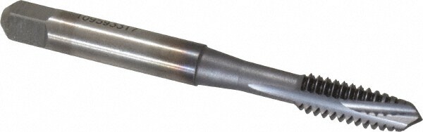 Spiral Point Tap: 1/4-20, UNC, 3 Flutes, Plug, 2B, Powdered Metal, TiCN Finish
