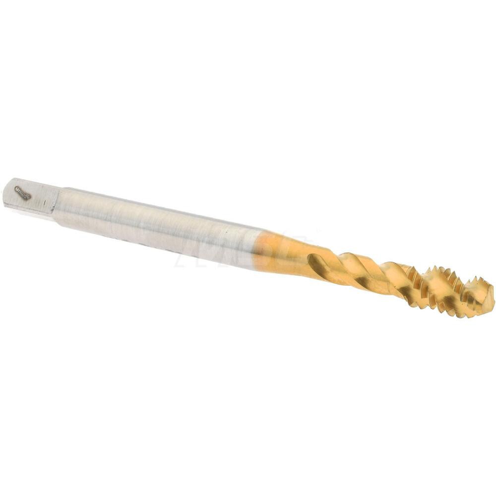 Spiral Flute Tap: #8-32, UNC, 3 Flute, Modified Bottoming, 3B Class of Fit, Powdered Metal, TiN Finish