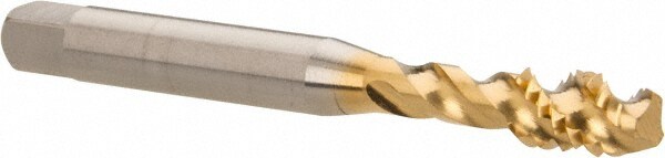 Spiral Flute Tap: 1/4-20, UNC, 3 Flute, Modified Bottoming, 3B Class of Fit, Powdered Metal, TiN Finish