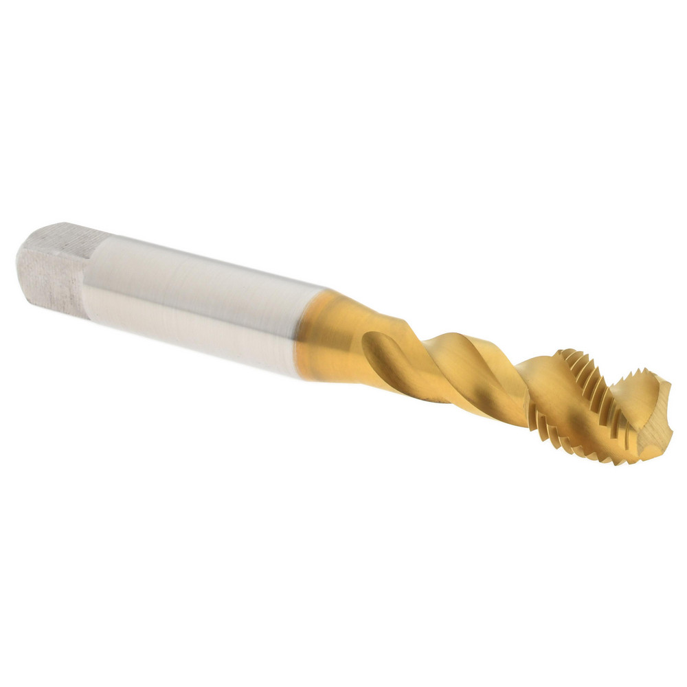 Spiral Flute Tap: 3/8-24 UNF, 3 Flutes, Modified Bottoming, 3B Class of Fit, Powdered Metal, TIN Coated