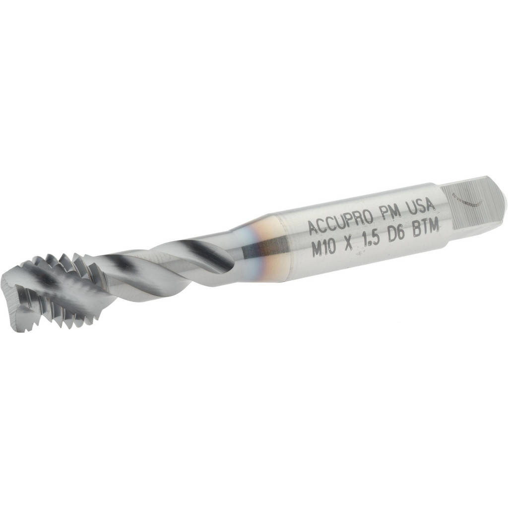 thumbnail image 2 of Greenfield M10x1.5 Bottoming Spiral Flute Tap – HSS, TiN Coated, 4 Flute – Made In USA (1 Piece) 2 of 3