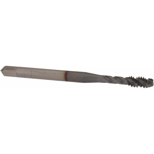 Spiral Flute Tap: #6-32, UNC, 3 Flute, Modified Bottoming, 3B Class of Fit, Powdered Metal, TICN Finish
